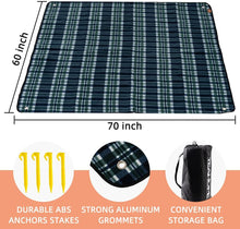 Load image into Gallery viewer, EdUnic Picnic Blankets Beach Mat, Extra Large Sand Proof Portable Camping Blanket 60x70in, Triple Layers Waterproof Outdoor Blanket for The Beach, Park, Camping on Grass Picnic Blanket
