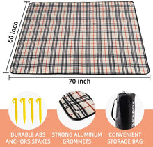 Load image into Gallery viewer, Keevitt Picnic Blanket Beach Mat, Triple Layers Waterproof Outdoor Blanket, Extra Large Sand Proof Portable Camping Blanket 60x70, Great for The Beach, Park, Camping on Grass
